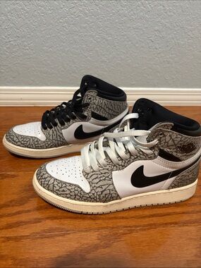 Nike Air Jordan 1 Mid with Elephant Print - White, Gray & Black